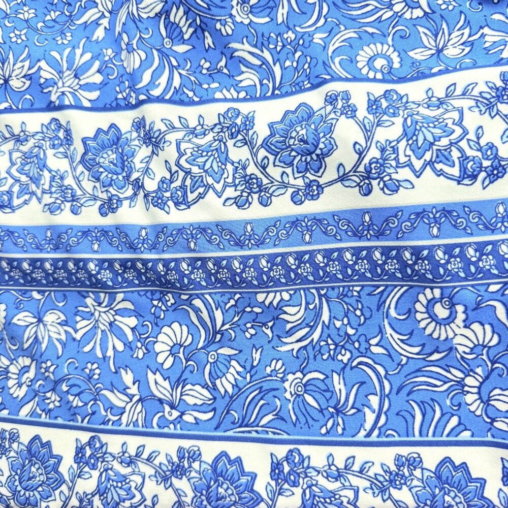 MSK Dress Womens XL Blue White Floral Sleeveless Midi Polyester Belted Casual - Picture 4 of 7
